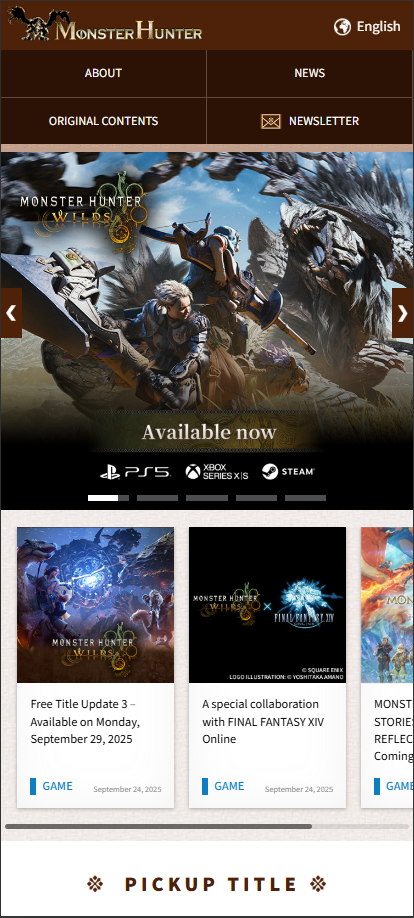 Mobile ver. MH Homepage